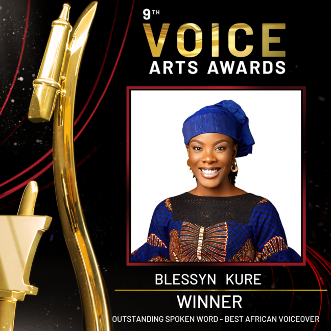 Blessyn Kure (African Female Voice over artist from Nigeria) WINNER Outstanding Spokenword Performance SOVAS 2022